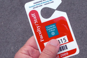 Faculty parking permit hangtag