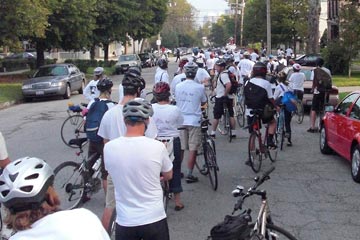 150 riders lined up on W. 11th St.