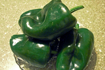 Plate of green peppers