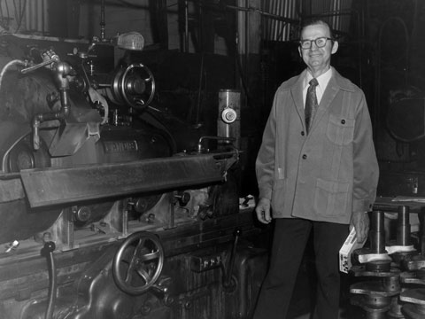 Dad at his lathe