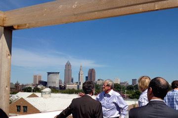 View from rooftop deck at Cleveland Hostel