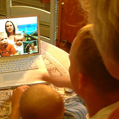 Looking at Sharon & kids in laptop monitor via iChat