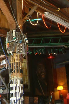 Keyboards and other instrument parts decorating Mike's Barn