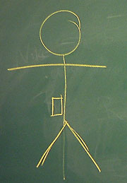 Stick figure drawn on chalkboard