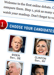 Election debate mashup; Truth-O-Meter - September 16, 2007 Screenshot from Yahoo Election site