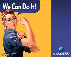 WWII propaganda poster with Viagra copy