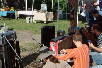 Musicians and stands at Farmers' Market